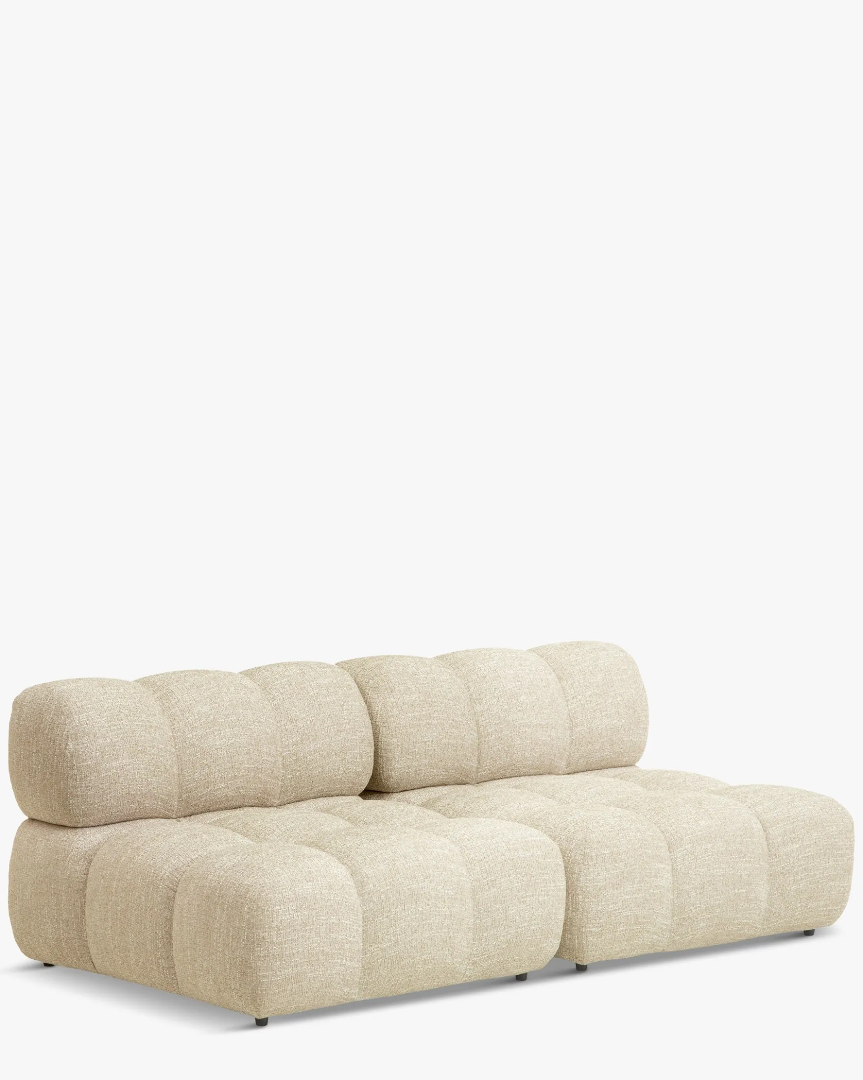 Canapé 2 places modulable, Tweed beige Waffle
