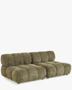 Canapé 2 places modulable, Tweed vert lichen Waffle