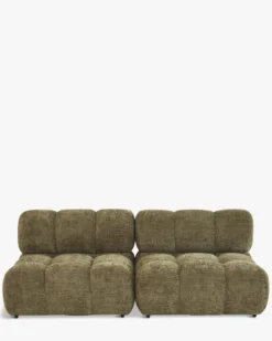 Canapé 2 places modulable, Tweed vert lichen Waffle