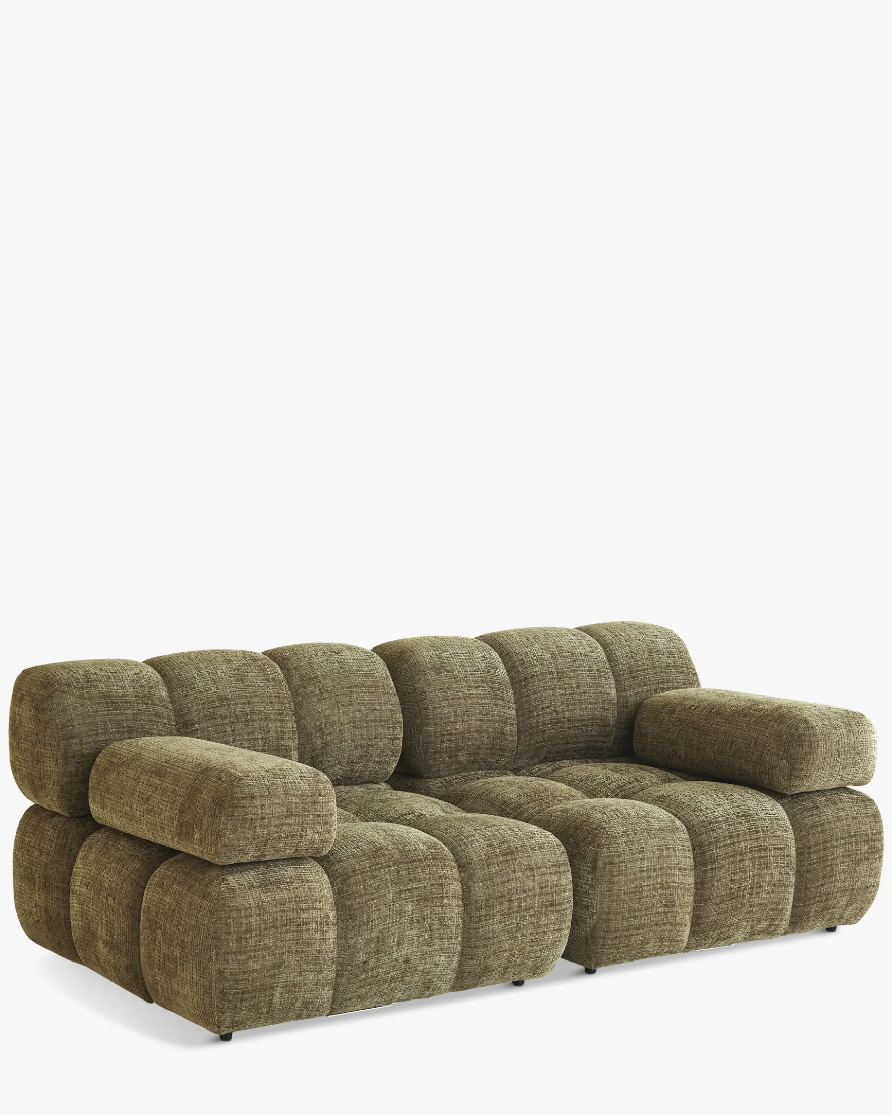 Canapé 2 places modulable, Tweed vert lichen Waffle