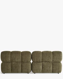 Canapé 2 places modulable, Tweed vert lichen Waffle