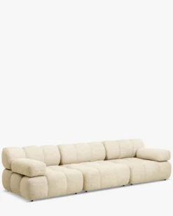 Canapé 3 places modulable, Tweed beige Waffle