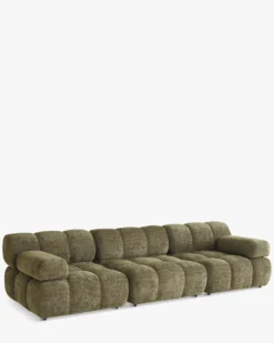 Canapé 3 places modulable, Tweed vert lichen Waffle