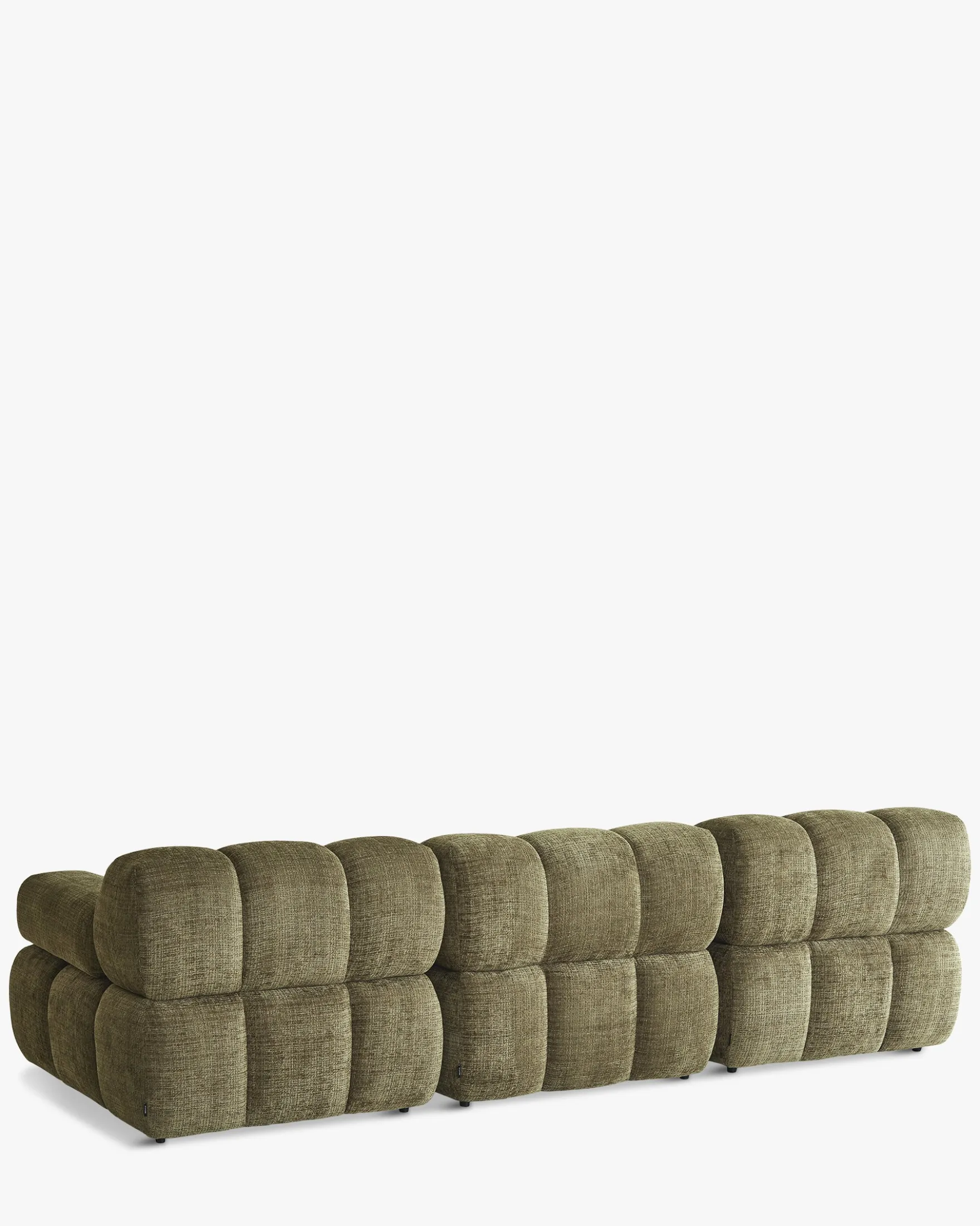 Canapé 3 places modulable, Tweed vert lichen Waffle