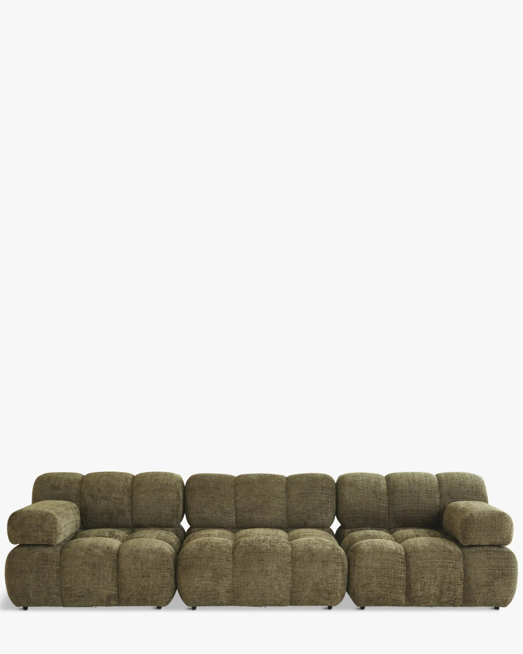 Canapé 3 places modulable, Tweed vert lichen Waffle