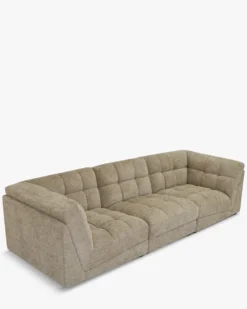 Canapé 4 places modulable, Tweed taupe, L297 Paul