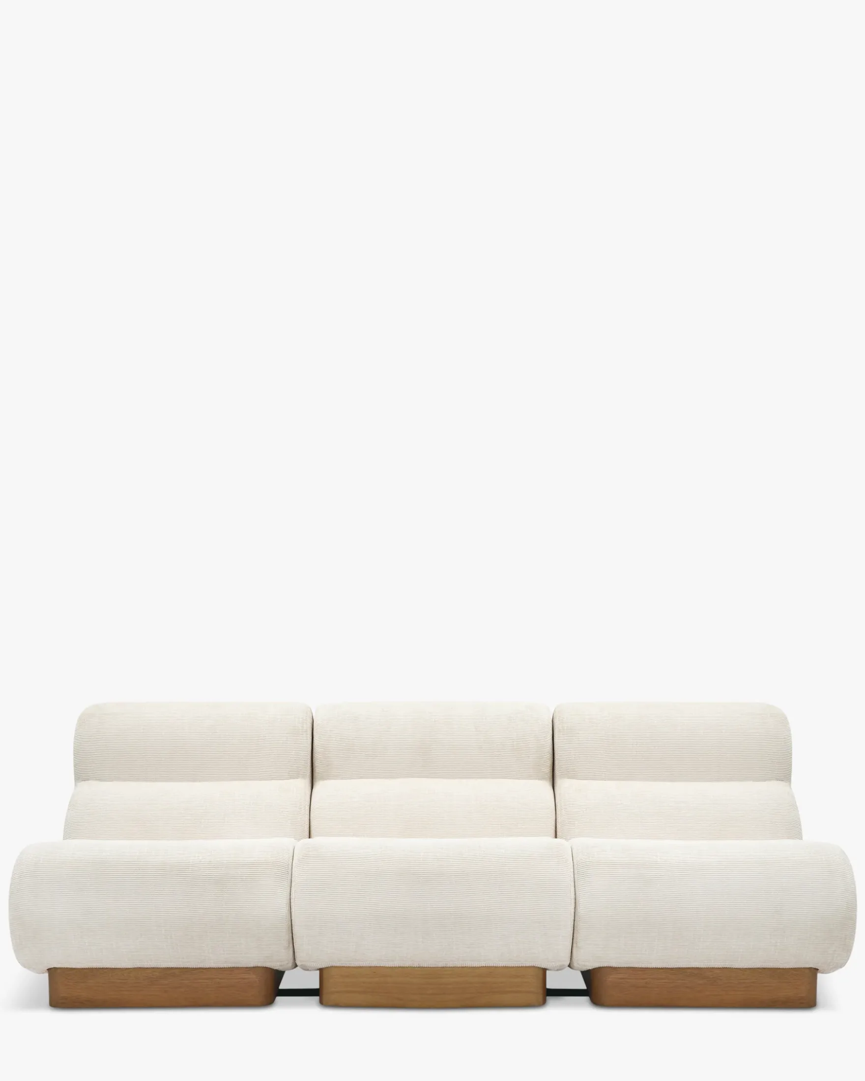 Canapé 3 places modulable, Tweed crème & bois blond Cozy