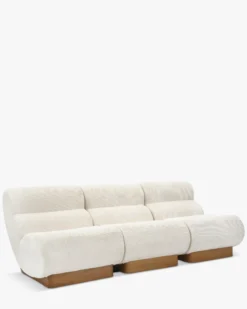 Canapé 3 places modulable, Tweed crème & bois blond Cozy