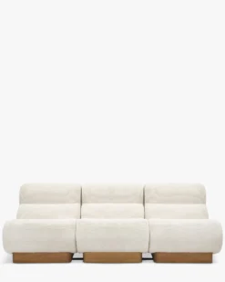 Canapé 3 places modulable, Tweed crème & bois blond Cozy