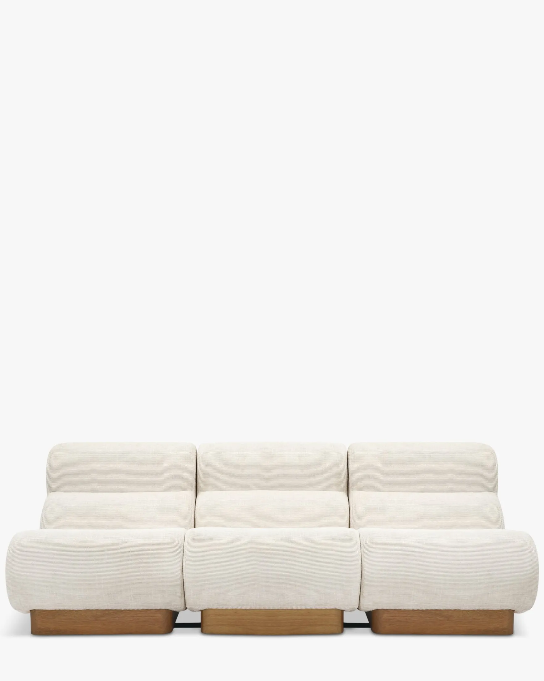 Canapé 3 places modulable, Tweed crème & bois blond Cozy