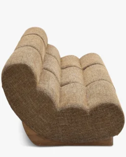 Canapé 3 places modulable, Tweed marron caramel & bois blond Cozy