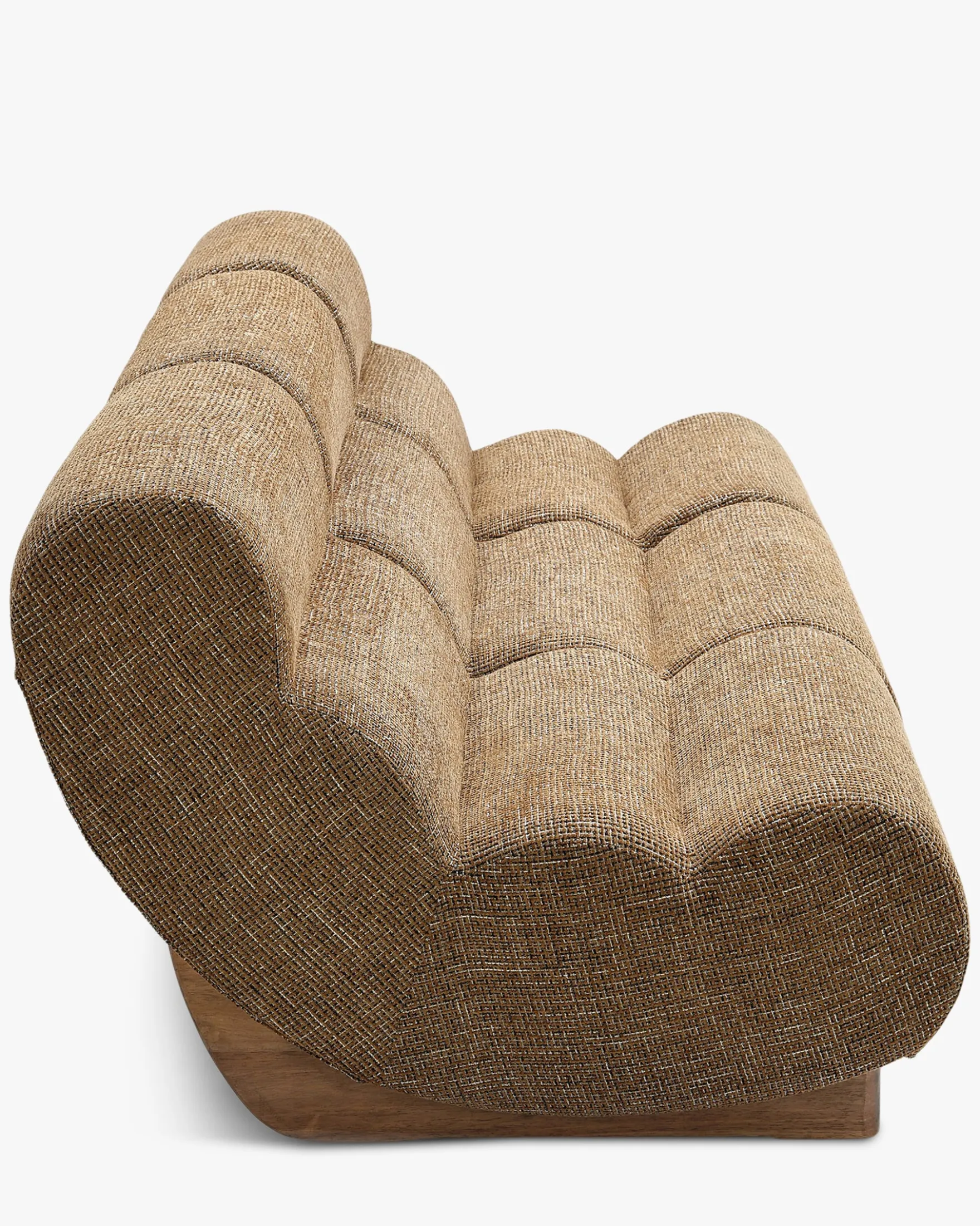 Canapé 3 places modulable, Tweed marron caramel & bois blond Cozy