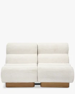 Canapé 2 places modulable, Tweed crème & bois blond Cozy