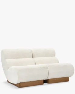 Canapé 2 places modulable, Tweed crème & bois blond Cozy