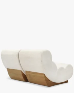 Canapé 2 places modulable, Tweed crème & bois blond Cozy
