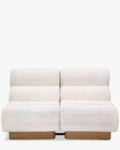 Canapé 2 places modulable, Tweed crème & bois blond Cozy