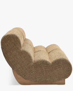 Canapé 2 places modulable, Tweed marron caramel & bois blond Cozy
