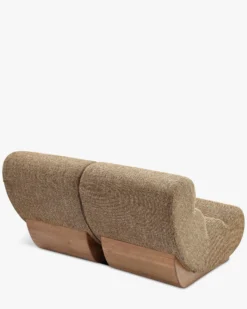 Canapé 2 places modulable, Tweed marron caramel & bois blond Cozy