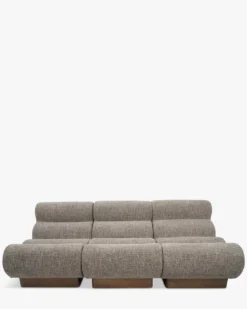 Canapé 3 places modulable, Tweed Taupe New York & Bois blond Cozy