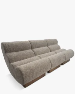 Canapé 3 places modulable, Tweed Taupe New York & Bois blond Cozy