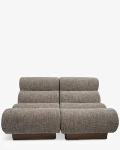 Canapé 2 places modulable, Tweed Taupe New York & Bois blond Cozy