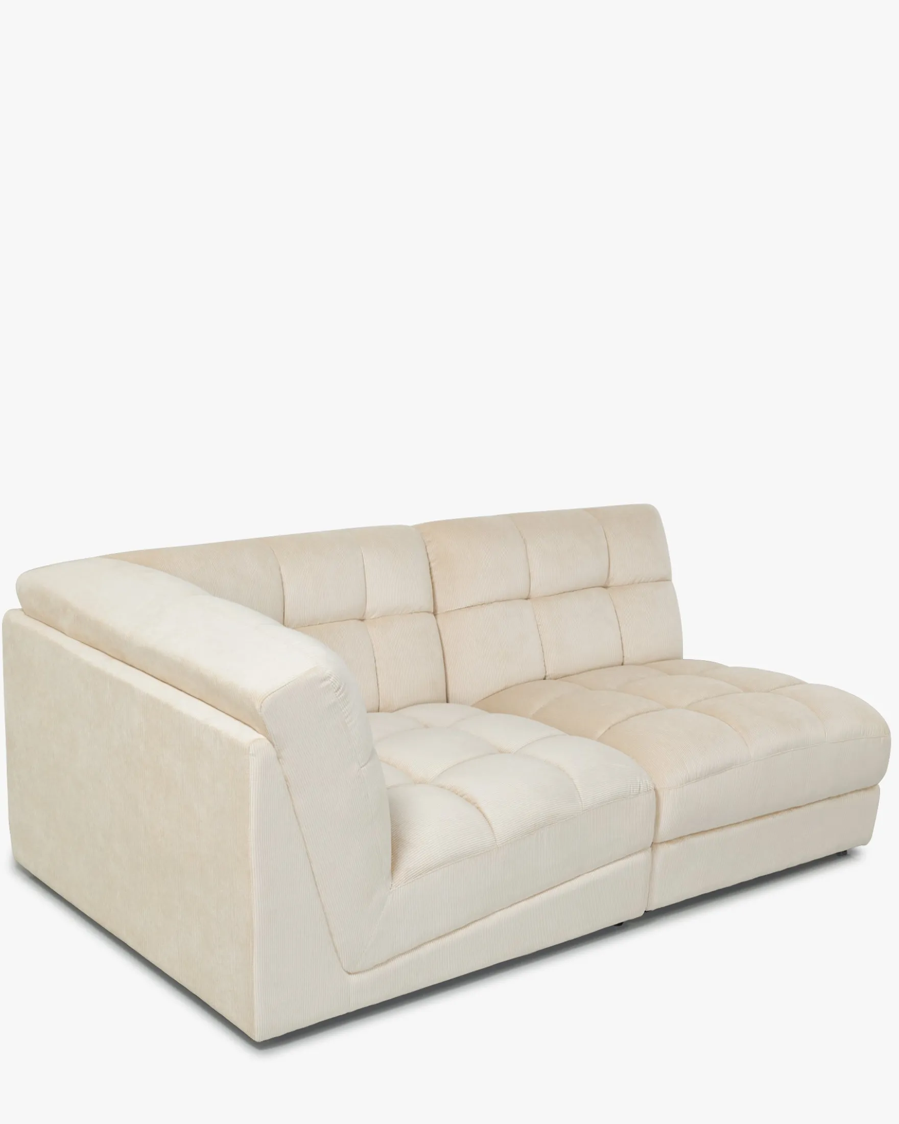 Canapé 2 places modulable, Velours beige pampa, L191 Paul