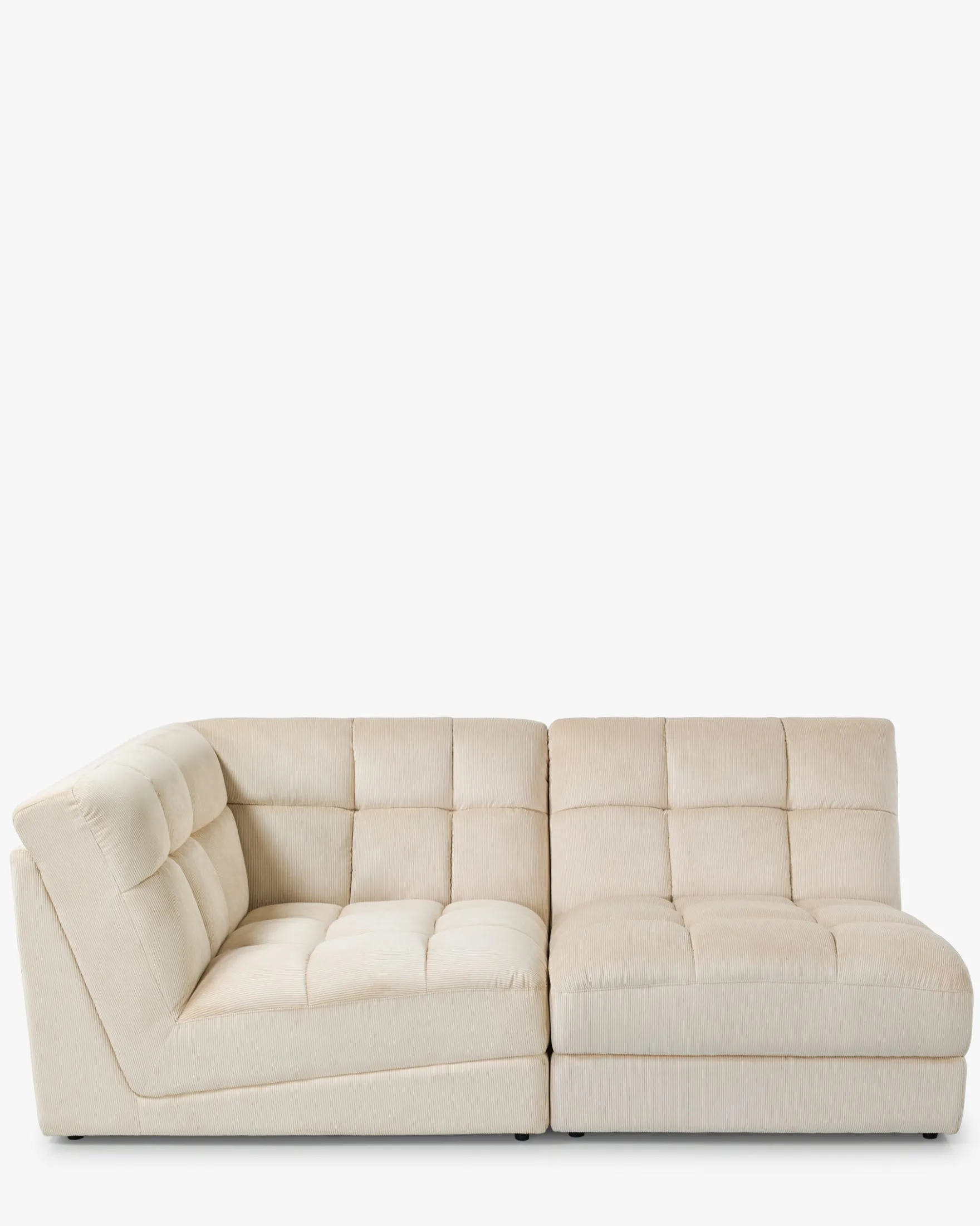 Canapé 2 places modulable, Velours beige pampa, L191 Paul