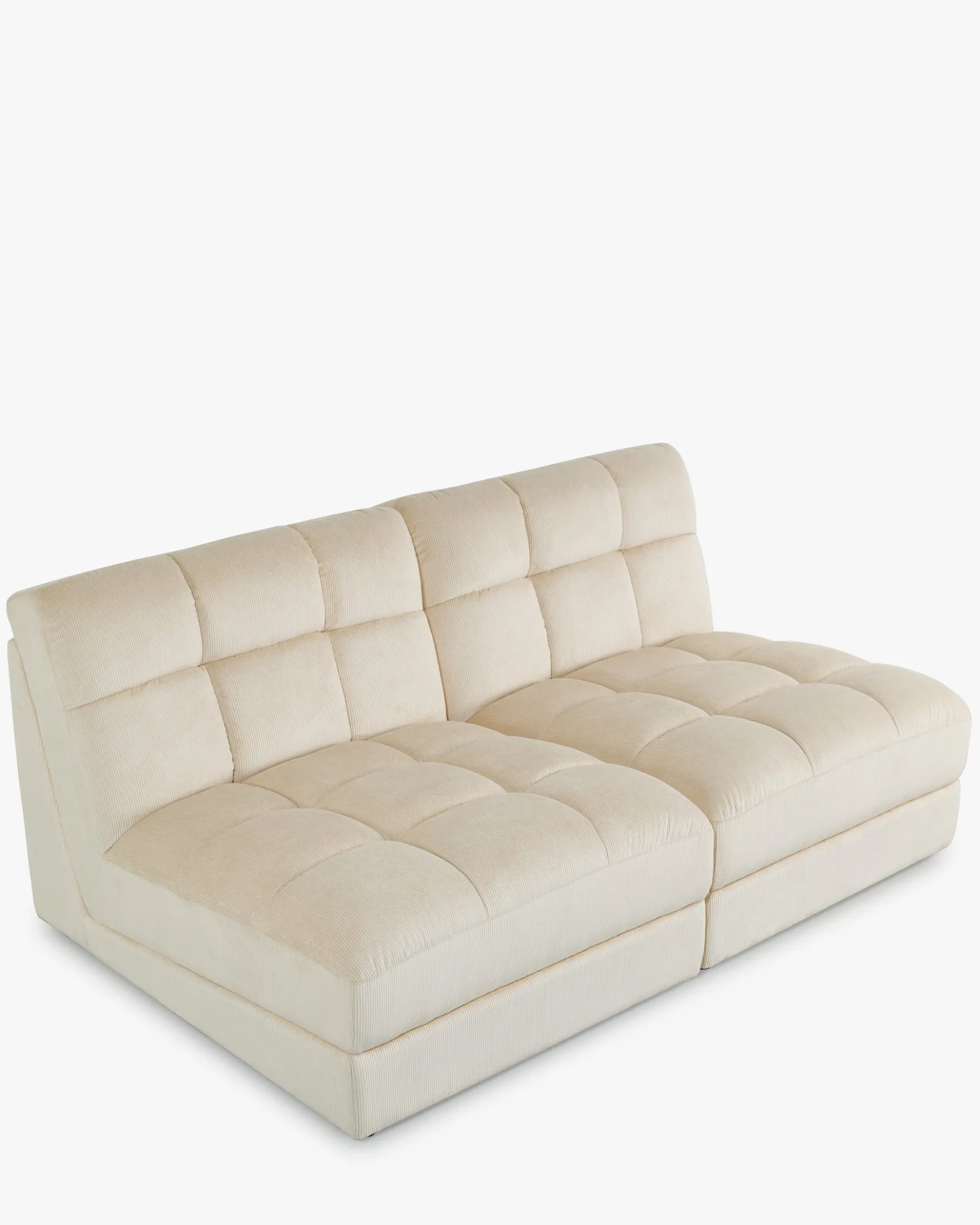 Canapé 2 places modulable, Velours beige pampa, L170 Paul