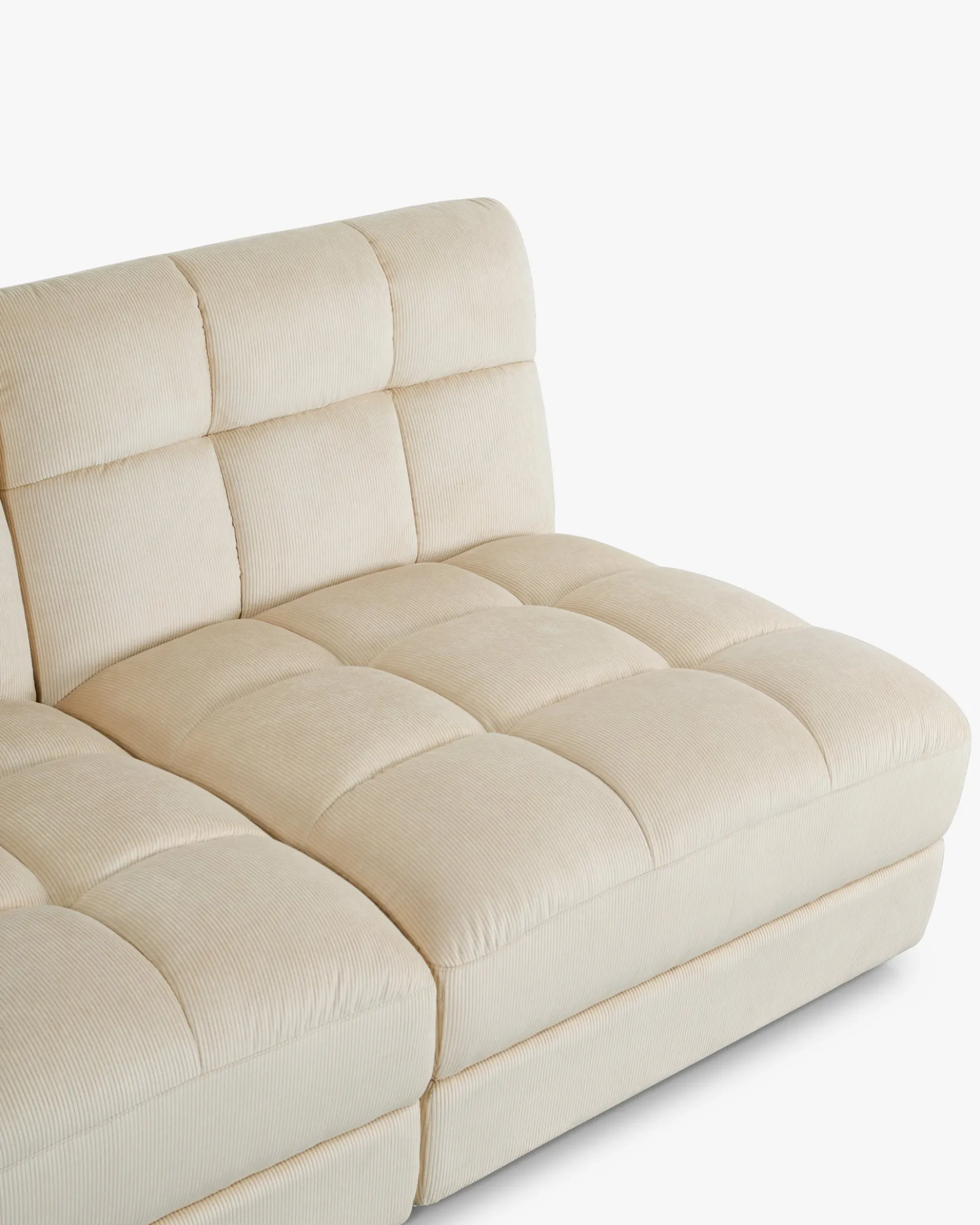 Canapé 2 places modulable, Velours beige pampa, L170 Paul