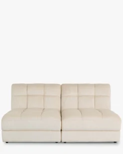 Canapé 2 places modulable, Velours beige pampa, L170 Paul