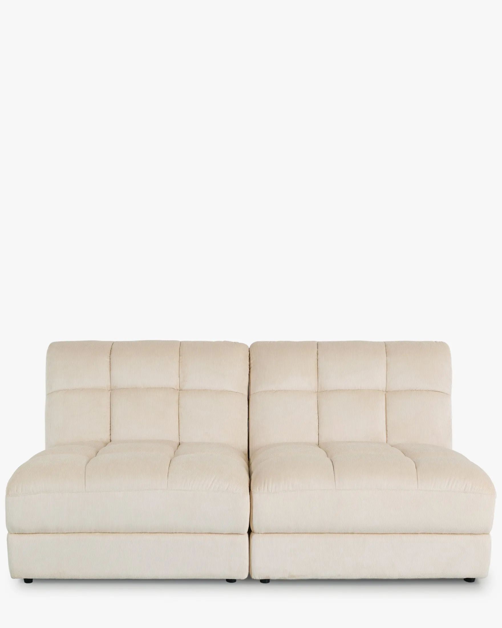 Canapé 2 places modulable, Velours beige pampa, L170 Paul