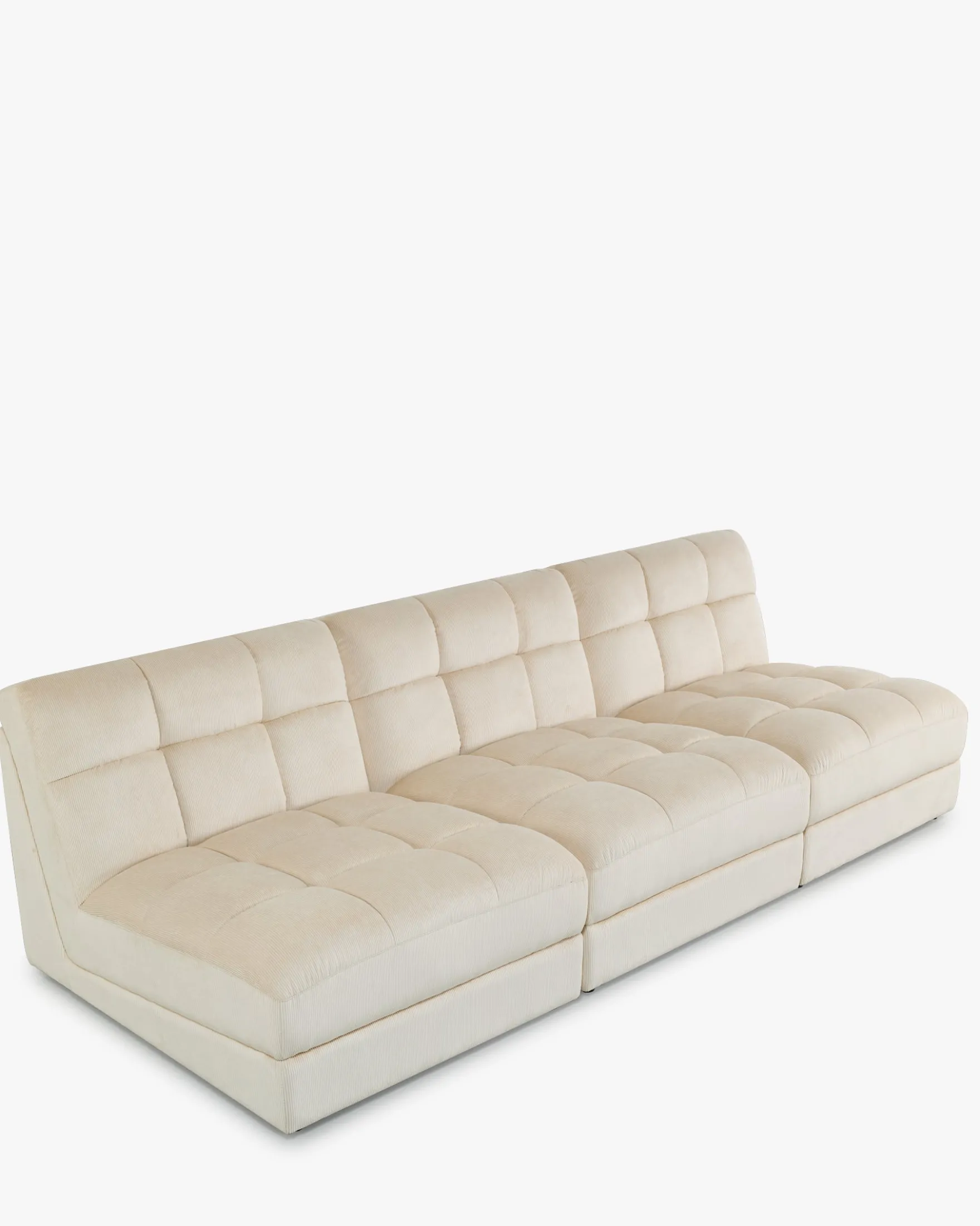 Canapé 3 places modulable, Velours beige pampa, L255 Paul