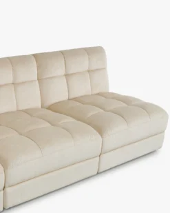 Canapé 3 places modulable, Velours beige pampa, L255 Paul