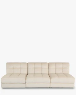 Canapé 3 places modulable, Velours beige pampa, L255 Paul