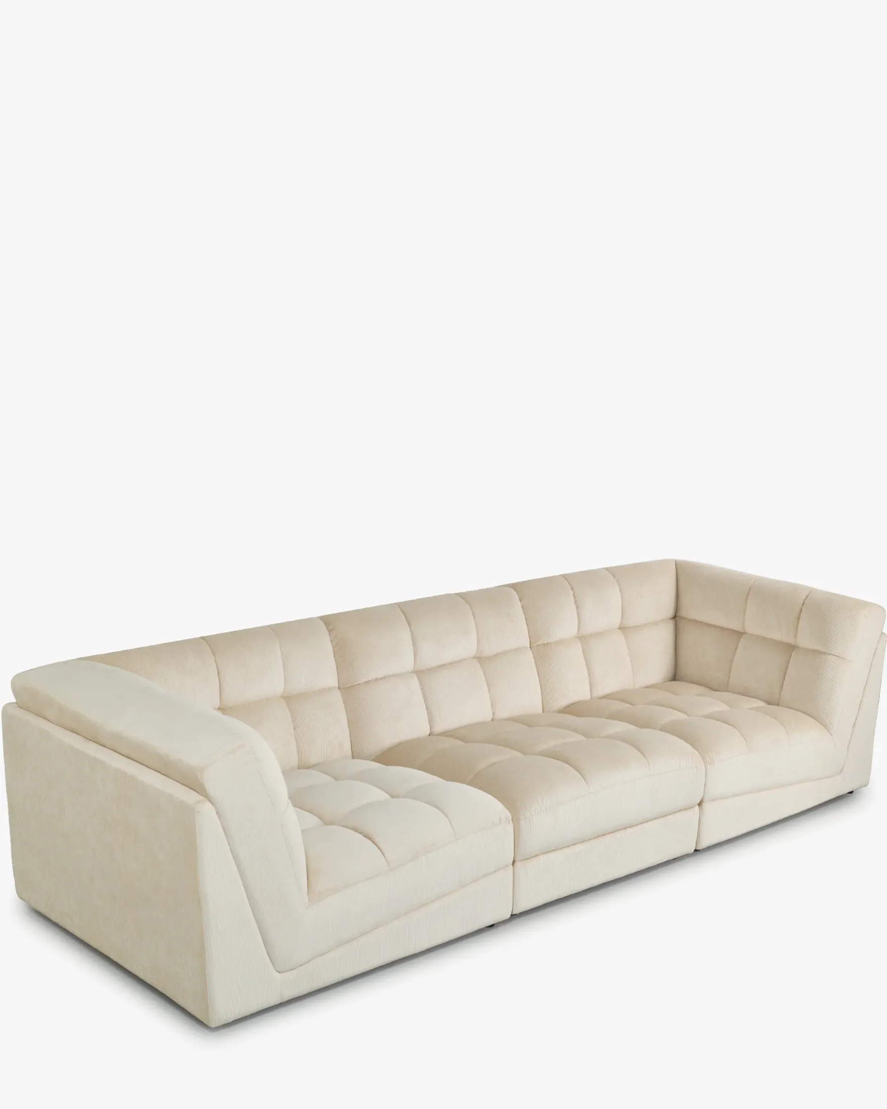 Canapé 3 places modulable, Velours beige pampa, L297 Paul