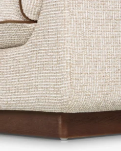Canapé 3 places, Tweed beige marron noisette & Bois teinte noyer, L222 Elysee