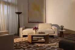 Canapé 3 places, Velours beige côtelé, L220 Serena