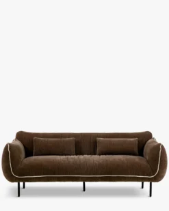 Canapé 3 places, Velours marron chenillé, L200 Fanny