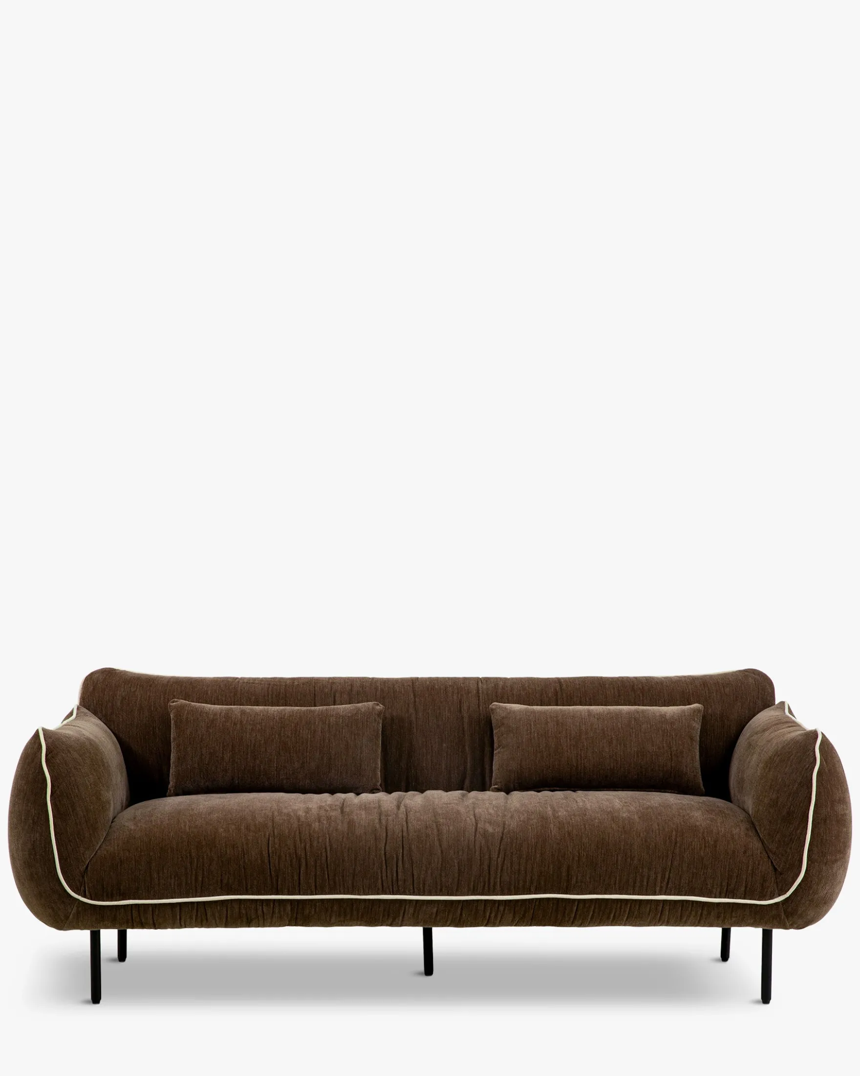 Canapé 3 places, Velours marron chenillé, L200 Fanny