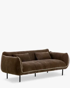 Canapé 3 places, Velours marron chenillé, L200 Fanny