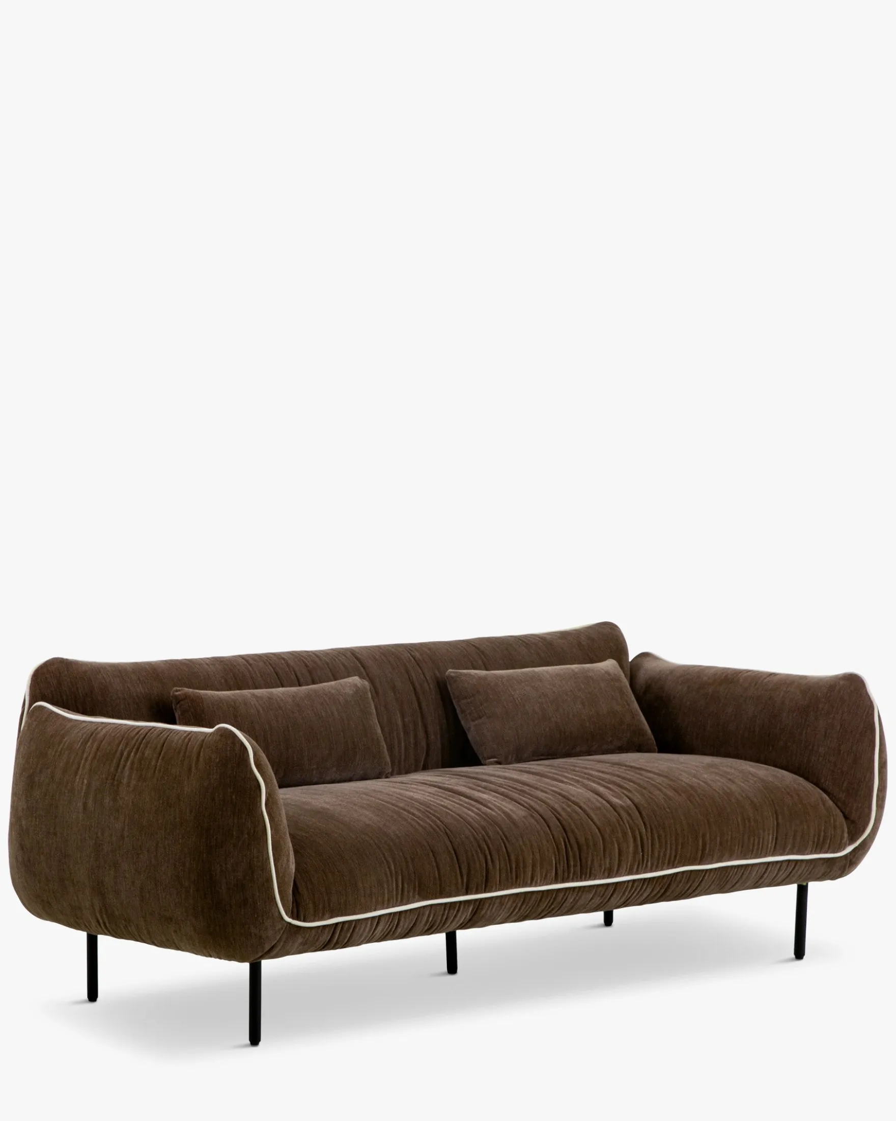 Canapé 3 places, Velours marron chenillé, L200 Fanny