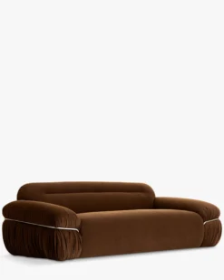 Canapé 3 places, Velours marron intense, L230 Elea