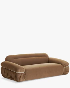 Canapé 3 places, Velours marron taupe, L230 Elea