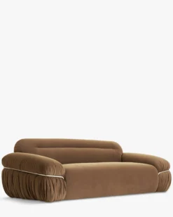 Canapé 3 places, Velours marron taupe, L230 Elea