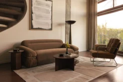 Canapé 3 places, Velours marron taupe, L230 Elea