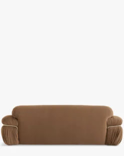 Canapé 3 places, Velours marron taupe, L230 Elea