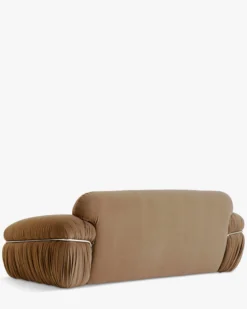 Canapé 3 places, Velours marron taupe, L230 Elea