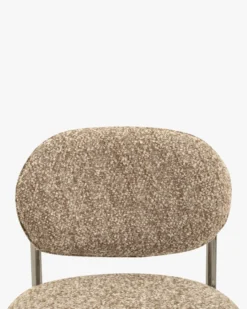 Chaise, Beige macchiato bouclé & métal chromé Amberta