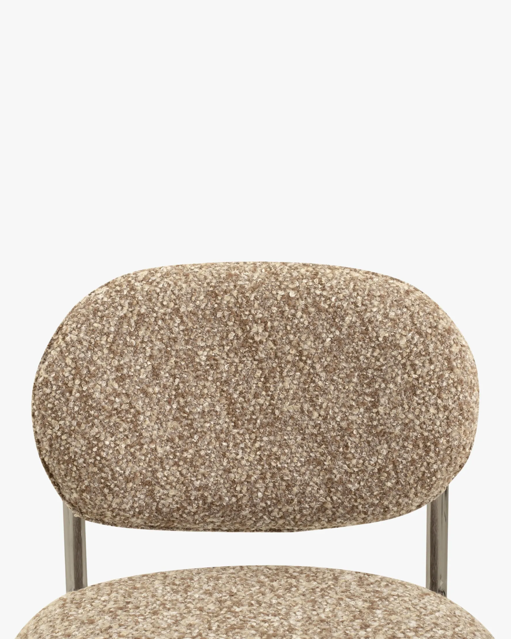 Chaise, Beige macchiato bouclé & métal chromé Amberta