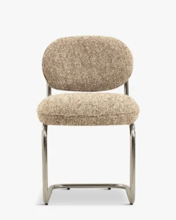 Chaise, Beige macchiato bouclé & métal chromé Amberta